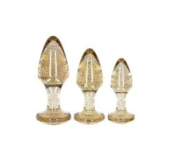 De gros 🤩 3 Plugs Anaux Et Vaginaux Avec Paillettes Internes Couleur Or 🔥