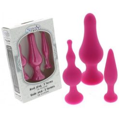 Offres ✨ 3 Plugs Anaux Silicone Rose - Dildoshop ????