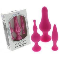 Offres ✨ 3 Plugs Anaux Silicone Rose - Dildoshop 🎁