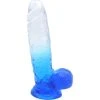 Bon marché 🥰 Cox Dildo Large Transparent Bleu Ventouse L 25 Ø 5.5 Cm ✨