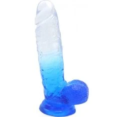 Bon marché 🥰 Cox Dildo Large Transparent Bleu Ventouse L 25 Ø 5.5 Cm ✨