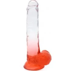 Promo 🤩 Cox Dildo Transparent Rouge Ventouse L 21 Ø 4.2 Cm 🌟