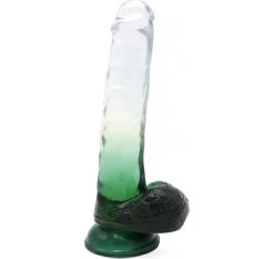 Offres 👍 Cox Dildo Transparent Vert Ventouse L 21 Ø 4.2 Cm 🧨