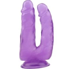 Acheter 🔥 DOUBLE DILDO VENTOUSE HI-RUBBER POURPRE 18 X 4 Cm - Dildoshop 🔥
