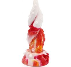 Promo ✨ Little Monster Dildo Plug Stimulant L 18 Ø 5.5 Cm Silicone Blanc Rouge ✨