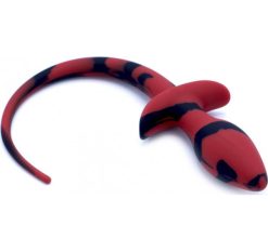 Remise ???? Plug Anal Avec Queue Silicone Noir Rouge Ø 3.20 Cm ????
