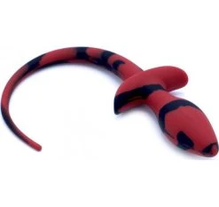 Remise 🛒 Plug Anal Avec Queue Silicone Noir Rouge Ø 3.20 Cm 😀